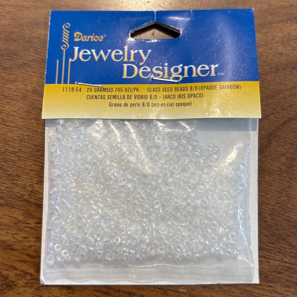 Darice Jewelry Designer Glass Seed Beads 8/0 Opaque Rainbow 20g 1118-54